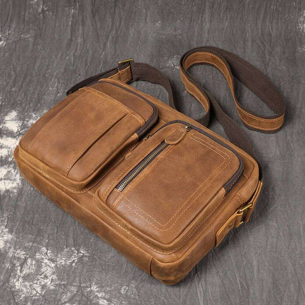 LUOKIR Vintage New Men's Genuine Leather Shoulder Casual Travel Suede Crossbody Cowhide Large Capacity Ipad Bag 250731