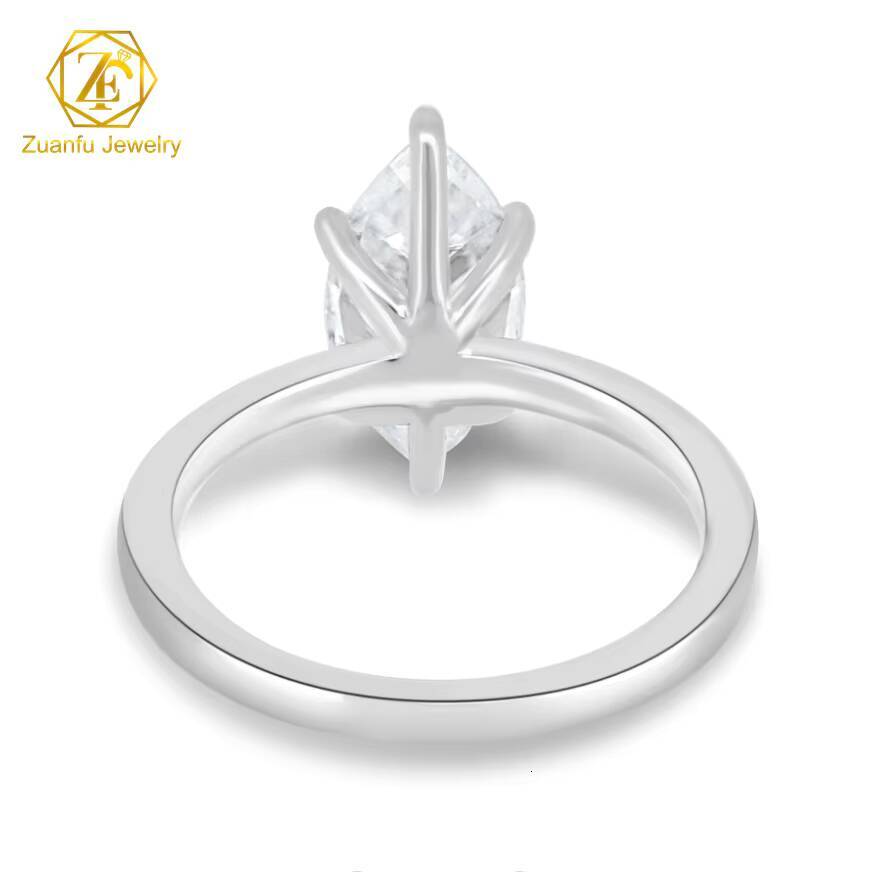 Fine Jewelry Rings 925 Sterling Silver 9K 14K 18K Real Gold Engagement Wedding Marquise Cut 2CT Moissanite Diamond Ring