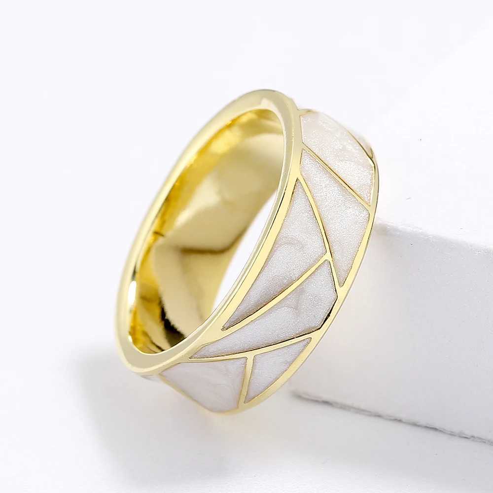 Trendy Gold-color Rings for Women Fashion White Dripping Glue Womens Handmade Enamel Jewelry Engagement Party Jewelry Ring y250730
