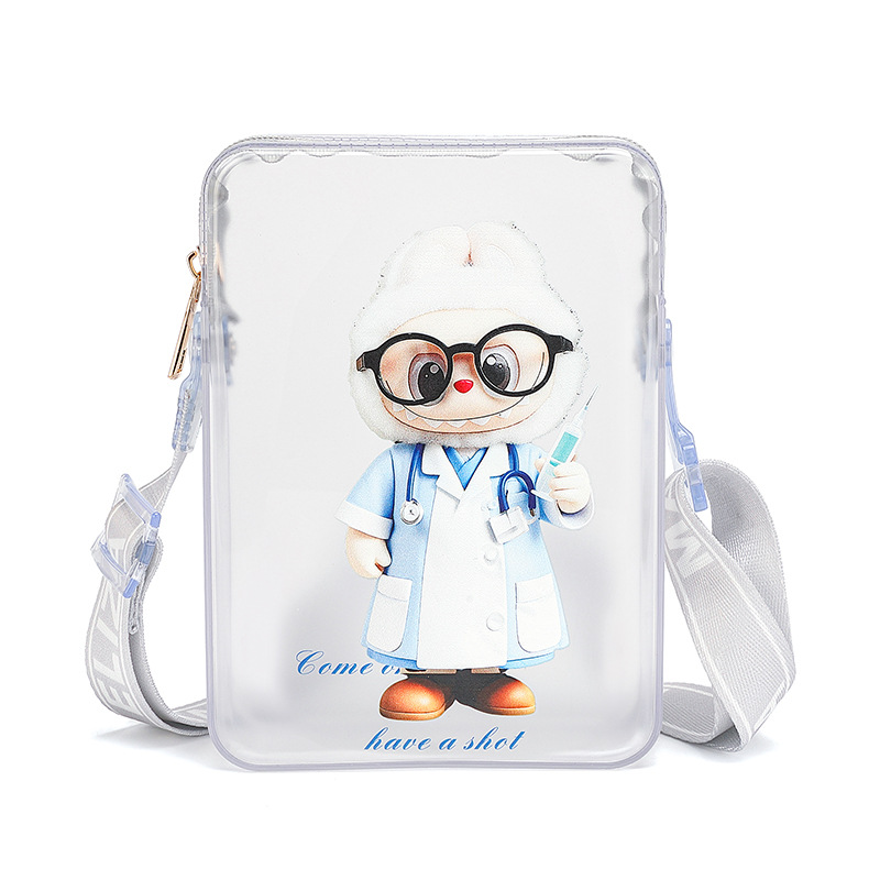 Cross Body Niche Mini Women's Transparent Crossbody Jelly Bag Cute Phone Bag Labubu