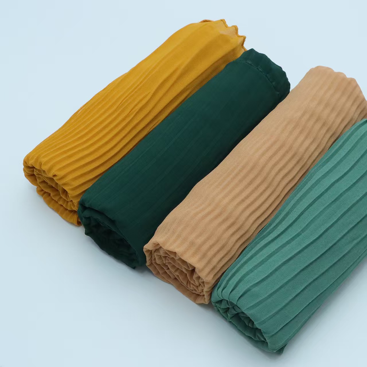 T1355 summer new chiffon beads large and small pleated scarf solid color crushed pearl chiffon