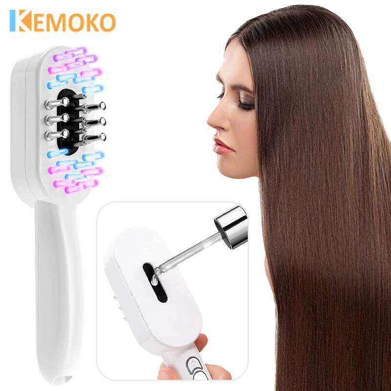 Red Blue Light Electric Comb Therapy EMS Vibration Massage Scalp Oil Applicator Care Brush Anti-Hair Loss