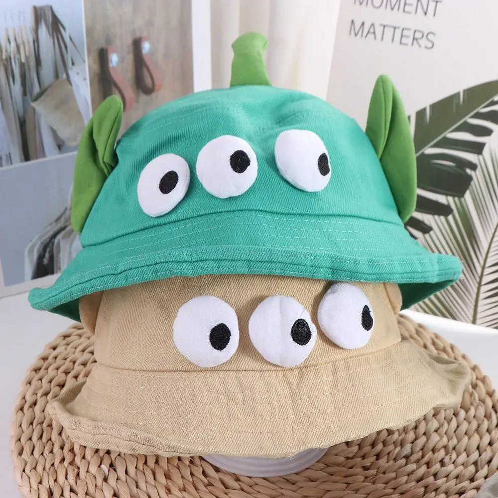 Foldable Three Eyes Bucket Hats Lightweight Sunscreen Big Ear Fisherman Hat Breathable Wide Brim Cartoon Sun Hat 250724
