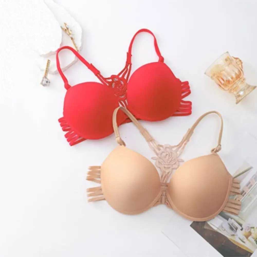 Fashion Front Button Lace Bra Women 3/4 Cup Beautiful Back Seamless Bra Intimates Underwear Wireless Deep V Beach Bra Z250730