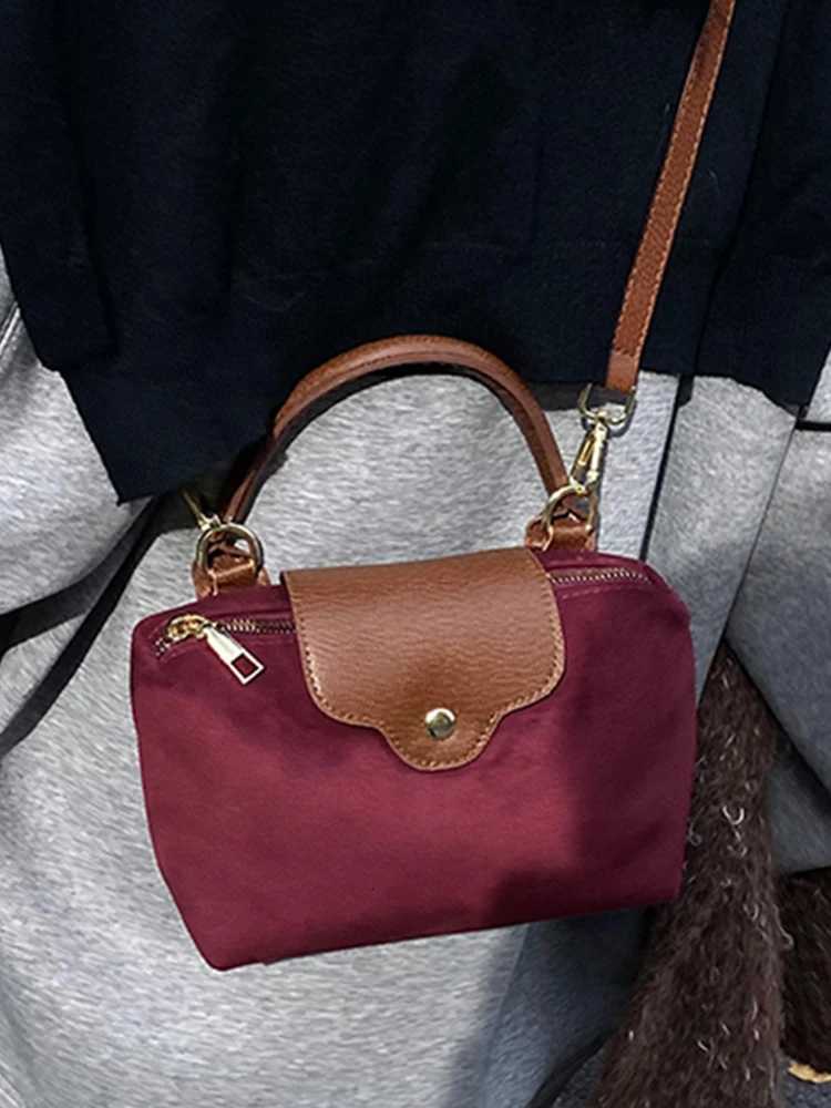 Contrast Color Suede Leather Crossbody Bags for Women Fashion Versatile Lady Out Small Handbags and Purse Y250730