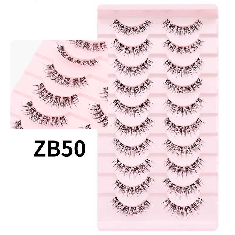 10 Pairs Cat Eye Lashes False Eyelashes Natural Eyelashes Anime Winged Clear Band Lashes Fake Eyelash Manga Lashes Makeup Z250730