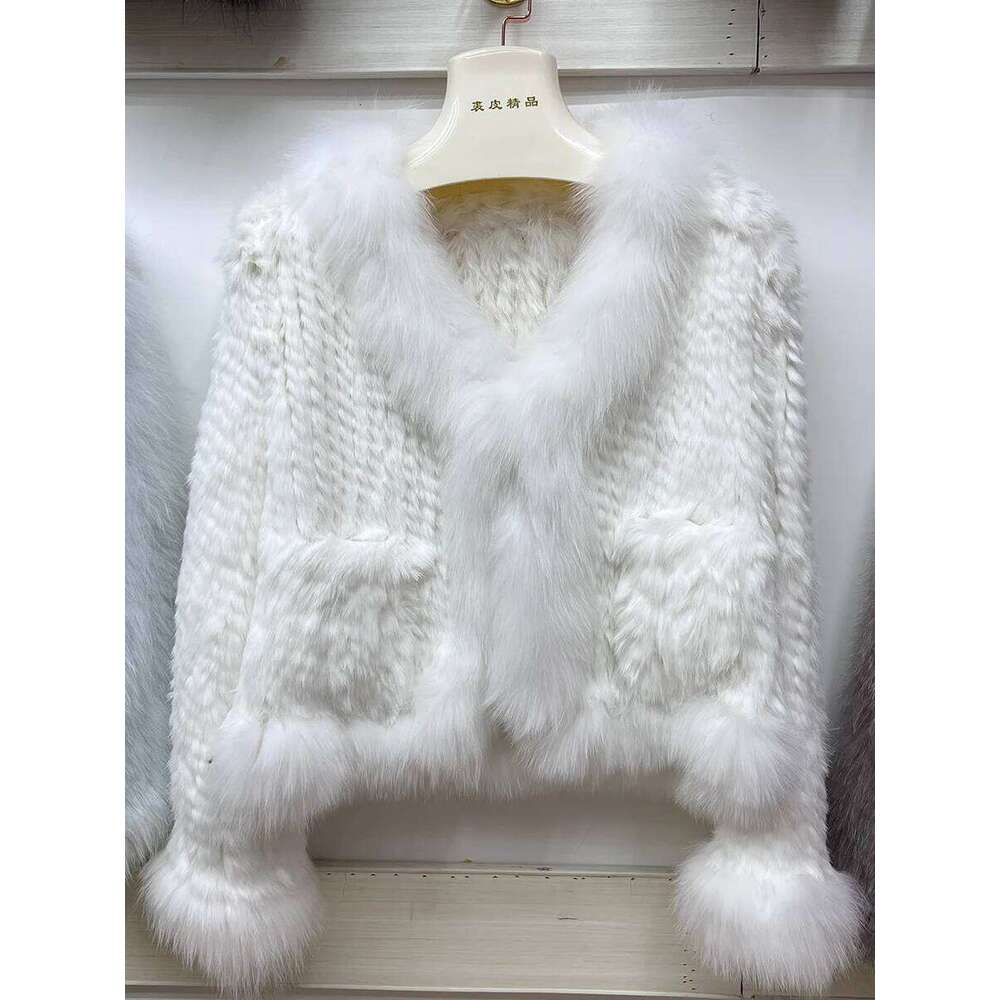 Designer Clothing 2023 Natural Rabbit Coats Knitted Women's New Real Fox Fur Jackets Woman Clothing Fashion