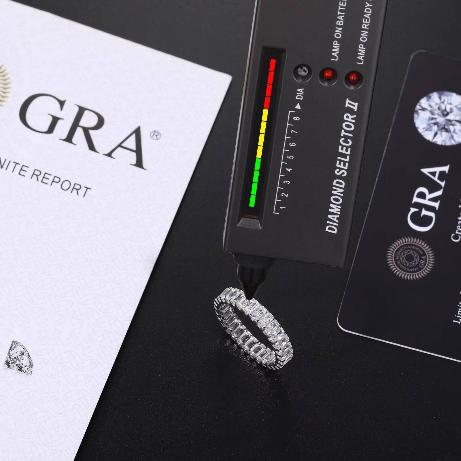 Pass Diamond Tester 4mm 925 Sterling Silver Emerald Cut VVS Moissanite Baguette Eternity Engagement Ring With GRA Certificate