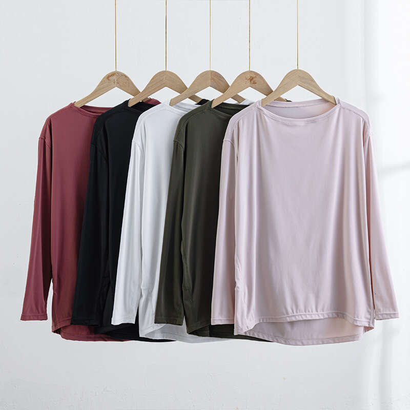 Back In Action Top Long Sleeve Women Quick-Dry Sports Yoga Loose Cover-Up Versatile Simple