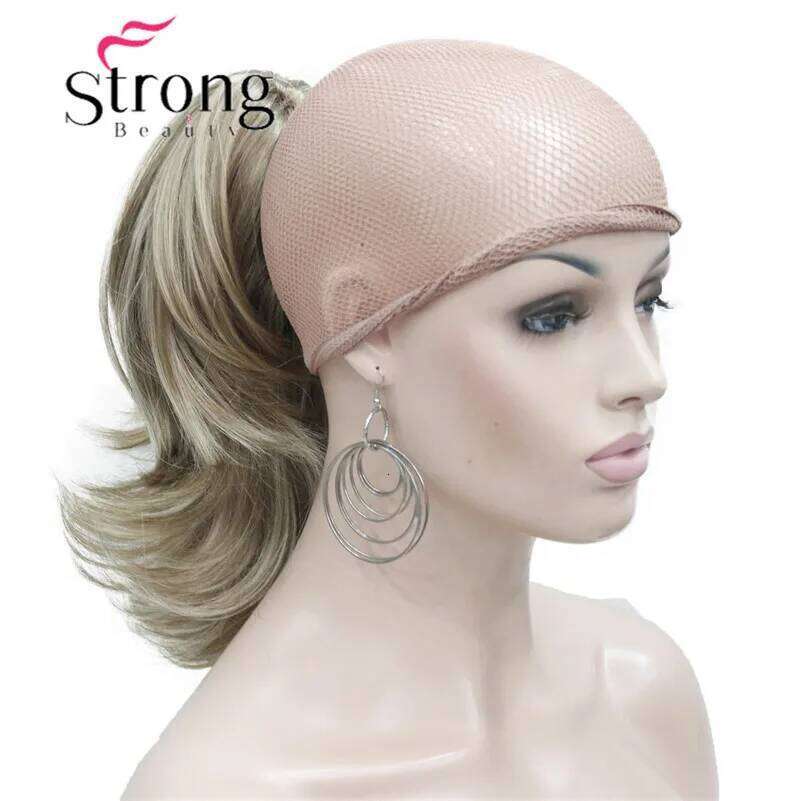 StrongBeauty 12" Dual Use Wavy Styled in Claw Ponytail Hair Extension Blonde Synthetic Hairpiece with a Jaw/claw Clip
