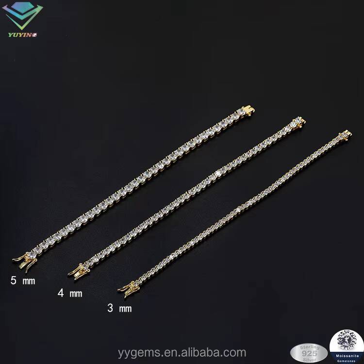 Yu Ying Gems Tennis Bracelet S925 Sterling Silver Vvs Moissanite Tennis Bracelet 2mm-6.5mm Tennis Moissanite Bracelet