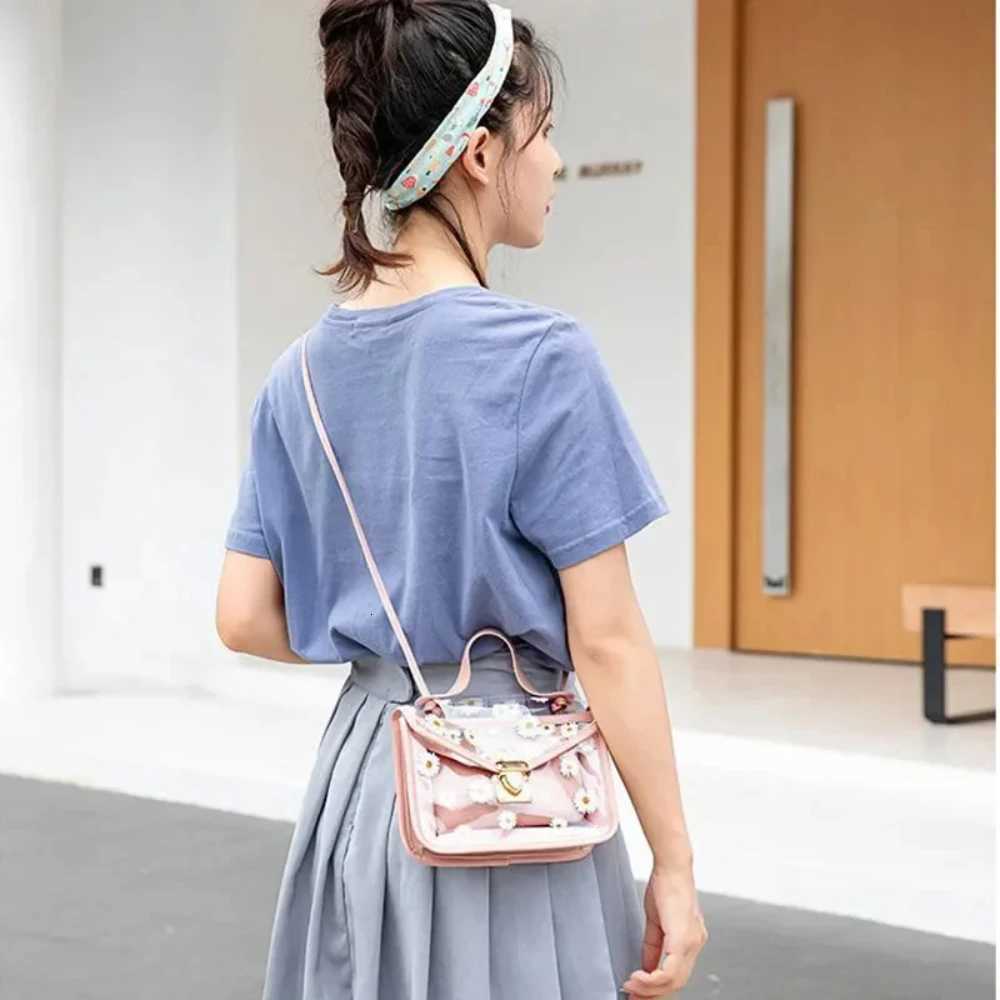 Womens Diagonal Straddle Shoulder Bag Cute Print Small Square Bag Popular Fashion Transparent Crossbody Bag Y250730