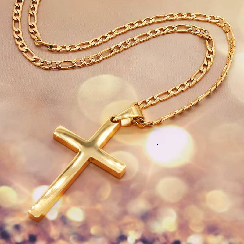 JY Fashion Hot Simple Stainless Steel Necklace 18k Gold Dainty Cross Necklace for Men Cross Necklace Women Jewelry
