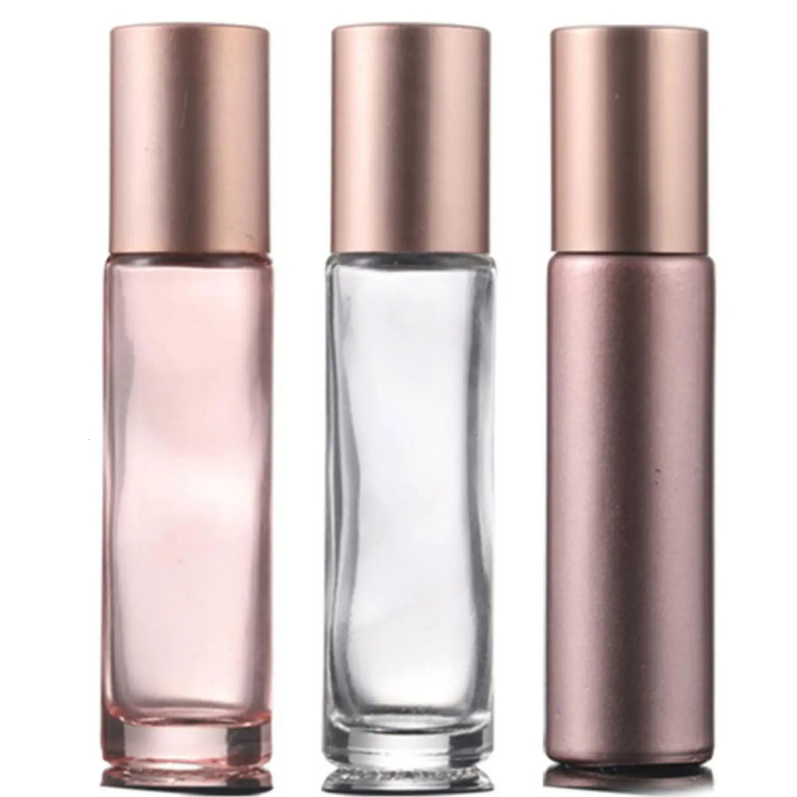 1x 10X 20X 5ml 10ml Pink Color Thick Glass Roll On Essential Oil Empty Perfume Bottle Roller Ball bottle For Travel Rose Gold 250726