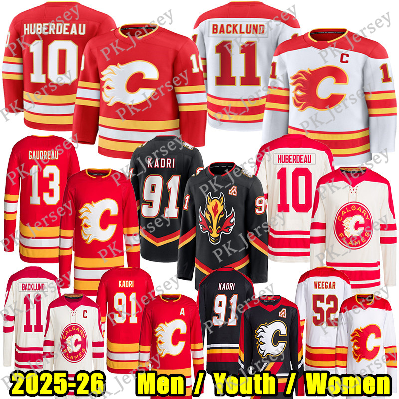#10 Jonathan Huberdeau calgary hockey jersey flamess jersey #91 Nazem Kadri Dustin Wolf Cooley Mikael Backlund MacKenzie Weegar Jarome Iginla Johnny Gaudreau jersey