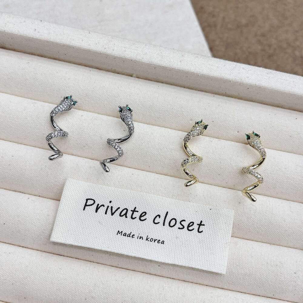 Autumn Winter New Exquisite Fashion Light High-end Micro-inlaid Zircon Snake Spiral Personality Versatile Earrings for Women 603