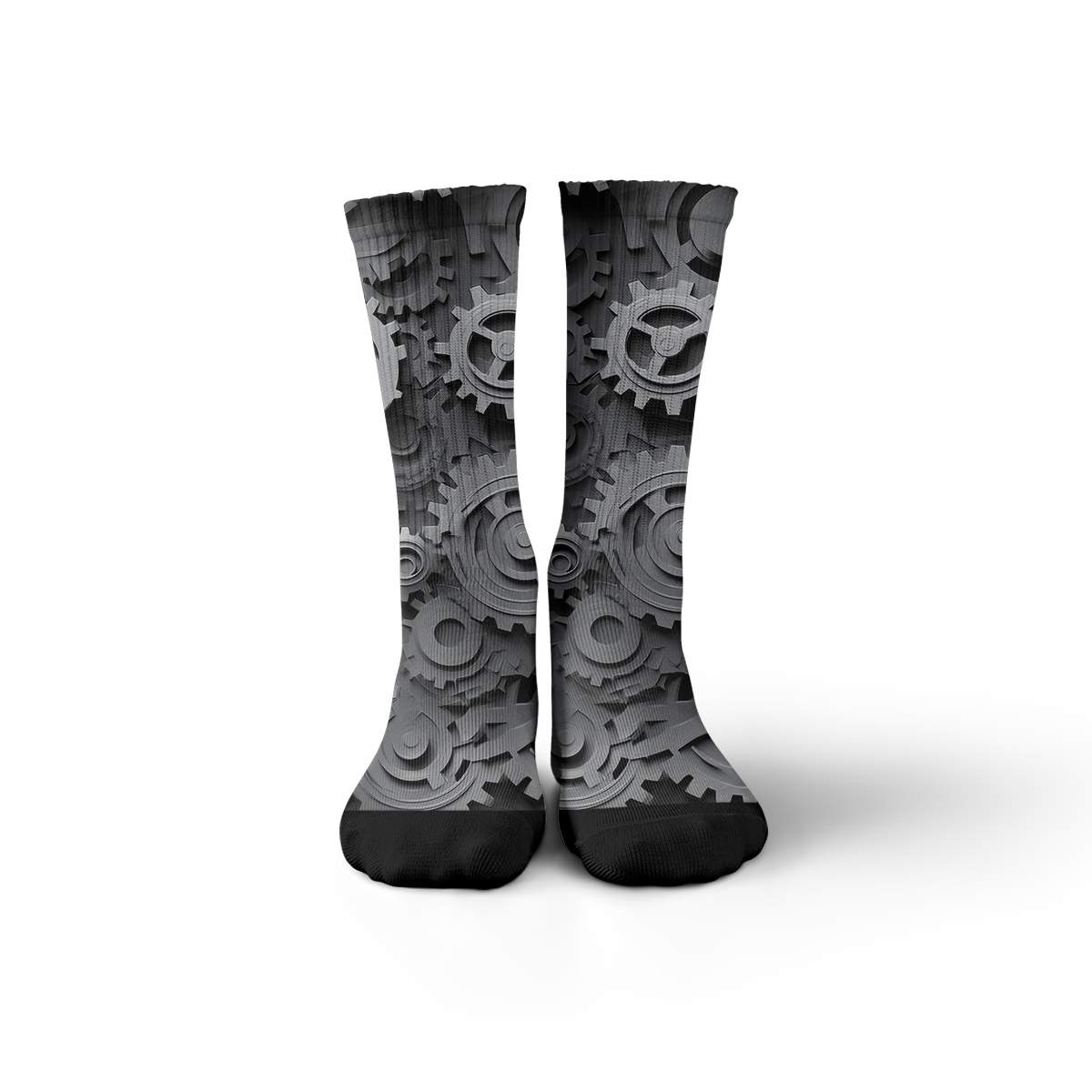 Monochrome Steampunk Gears Unisex Tube Designer SocksC131