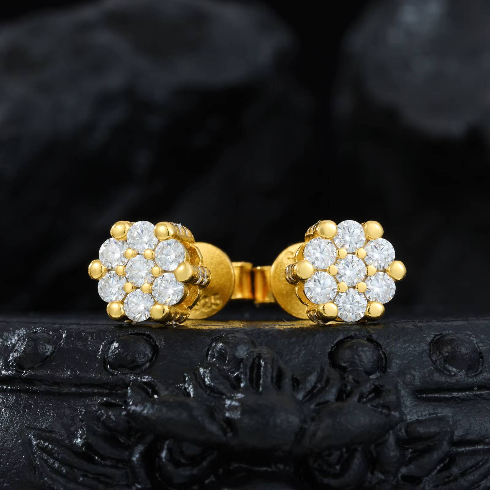 Fashion Jewelry Wholesale Flower Shape Custom 925 Sterling Silver VVS Moissanite Diamond Cluster Stud Earring