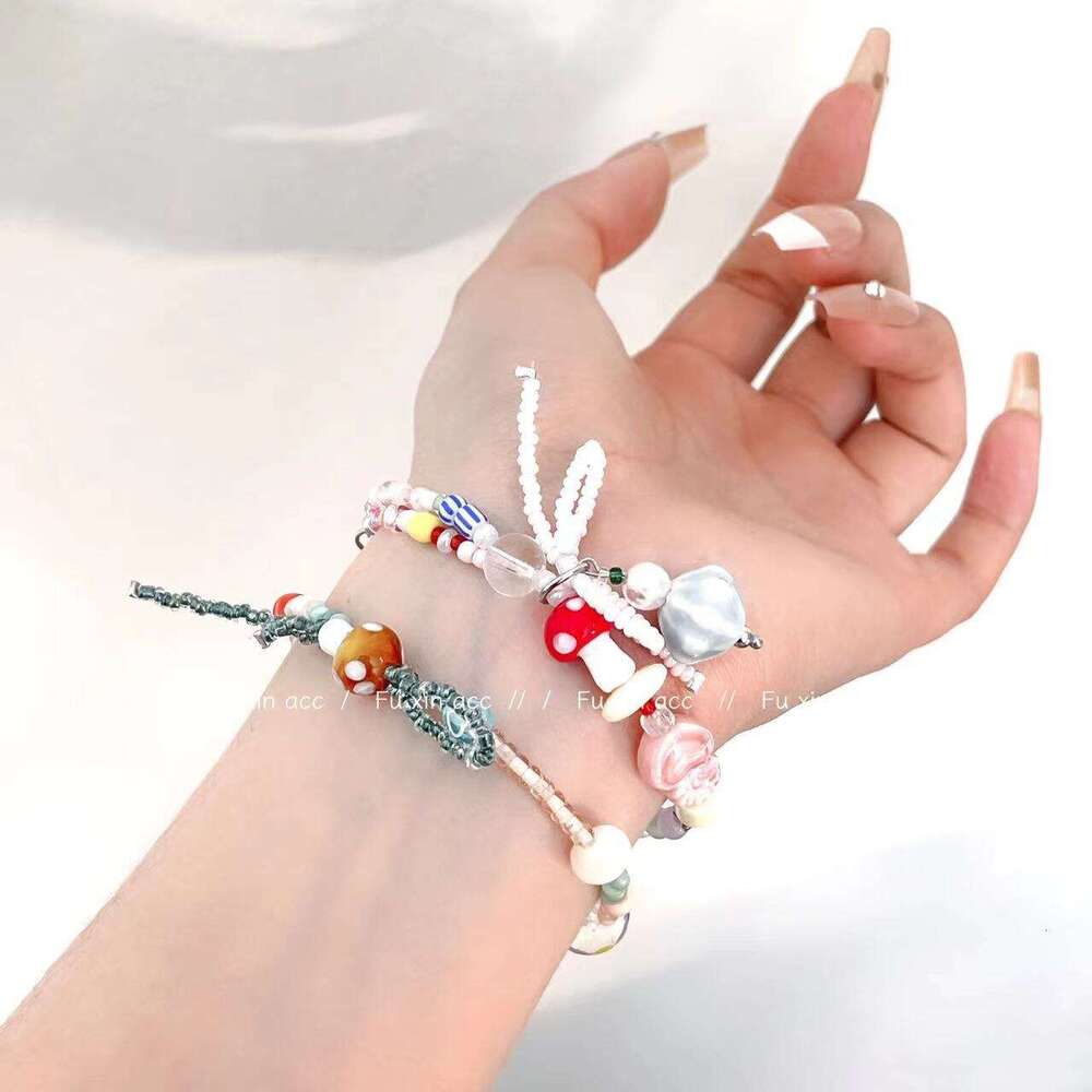 Summer Dopamine Colorful Beaded Unique Design Mushroom Bracelet Sweet Cute Jewelry f27