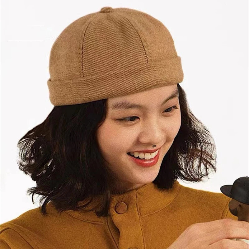Vintage Dome Hat Melon Unisex Brimless Beanie Cap Solid Color Trend Yuppies Docker Hat Adjustable Winter Hat Bonnet Beanies 250730