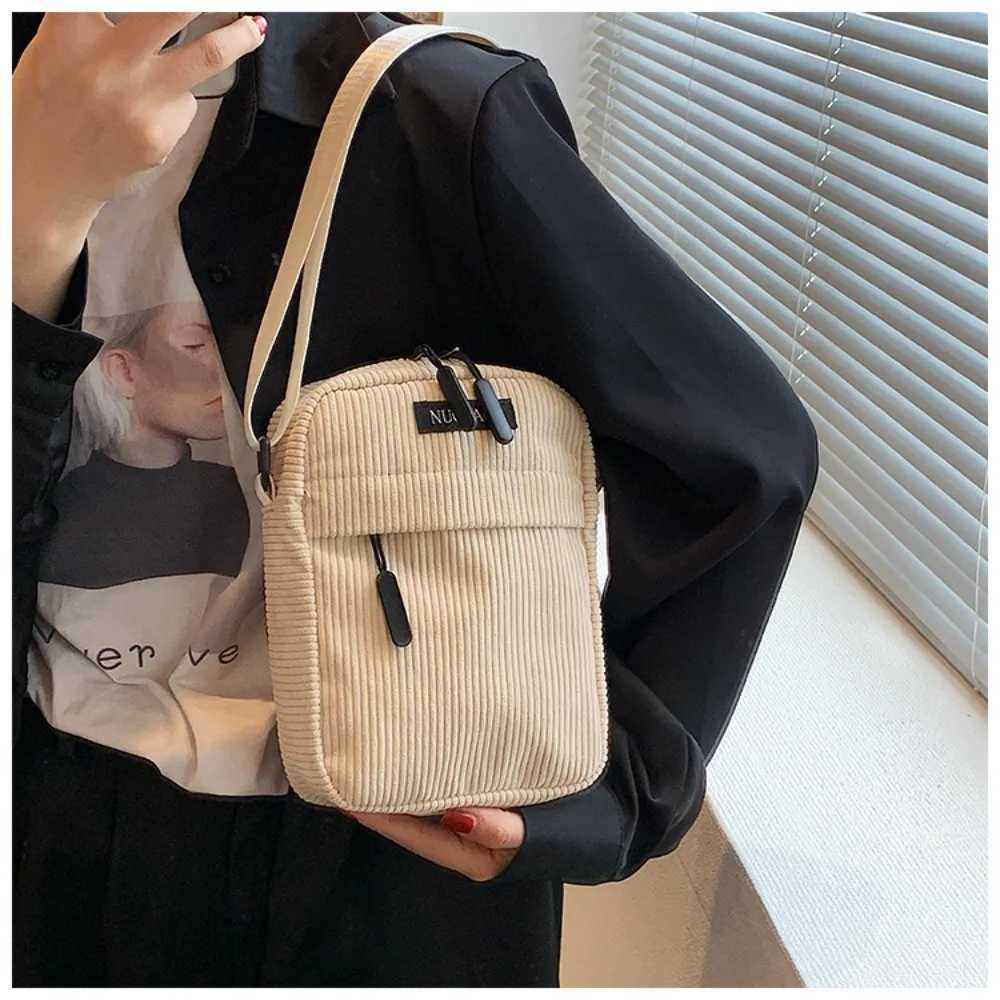 Fashion Corduroy Womens Crossbody Bag Casual Sports Student Mobile Phone Small Shoulder Bag Solid Color Female Handbag 2024 New Y250730
