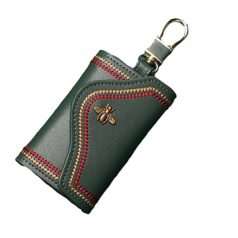 2-in-1 Key Holder & Card Case - Compact PU Keychain Wallet for Men & Women in Black, Burgundy, Dark Green Wallet