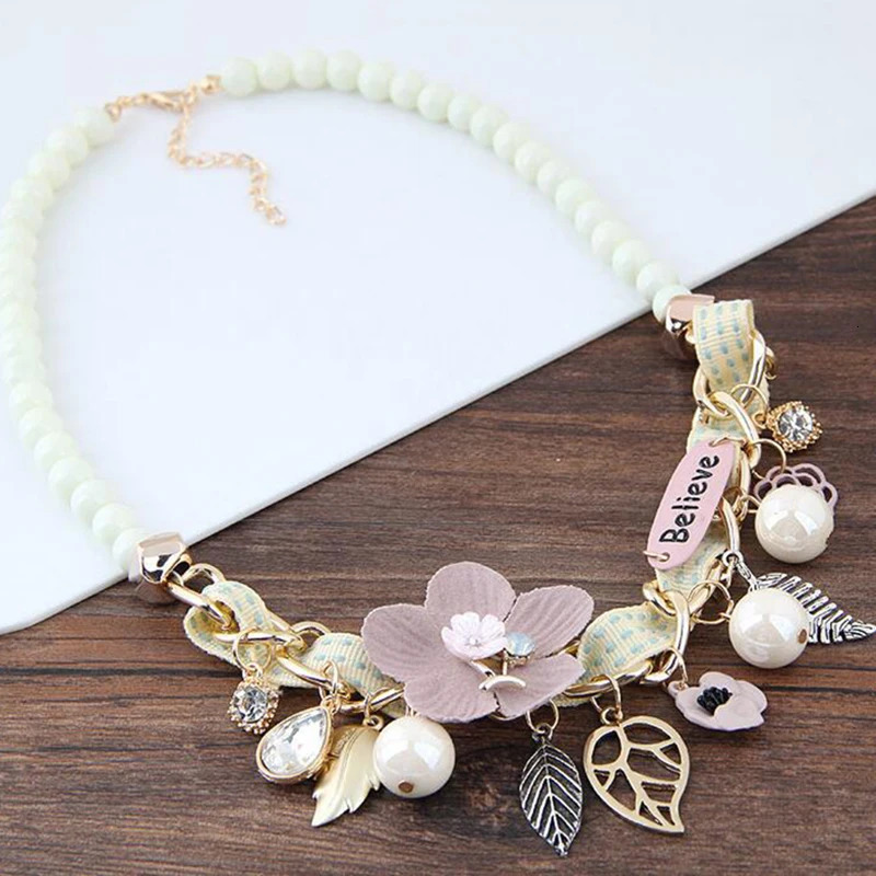 Meyfflin Flower Statement Necklaces Vintage Resin Beads Candy Color Choker Necklaces Fashion Jewelry for Women Collier 250729