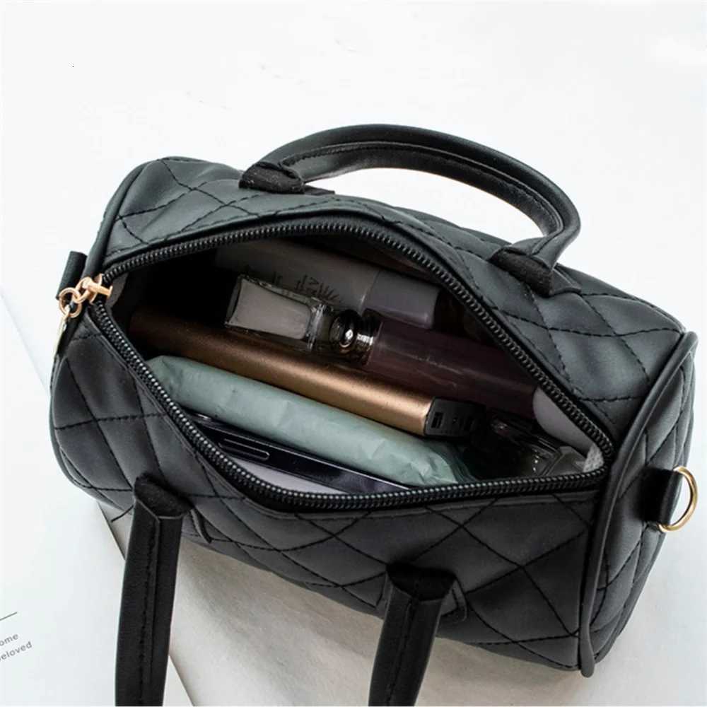 Fashion Casual Womens Bag Printing Cross Shoulder Pillow Bag Lingge Embroidered Handbag PU Leather Female Shopper Bag Y250730