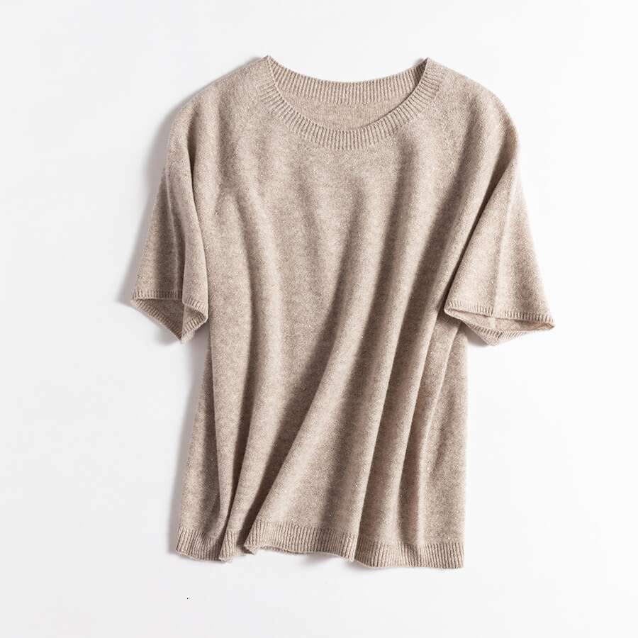 Designer Clothing 2025 Suyadream, 100%Merino Wool Pullovers For Woman, Round Neck, Short Sleeved Sweaters, 2025 Fall Winter Soft Warm Top, Pink, Olive