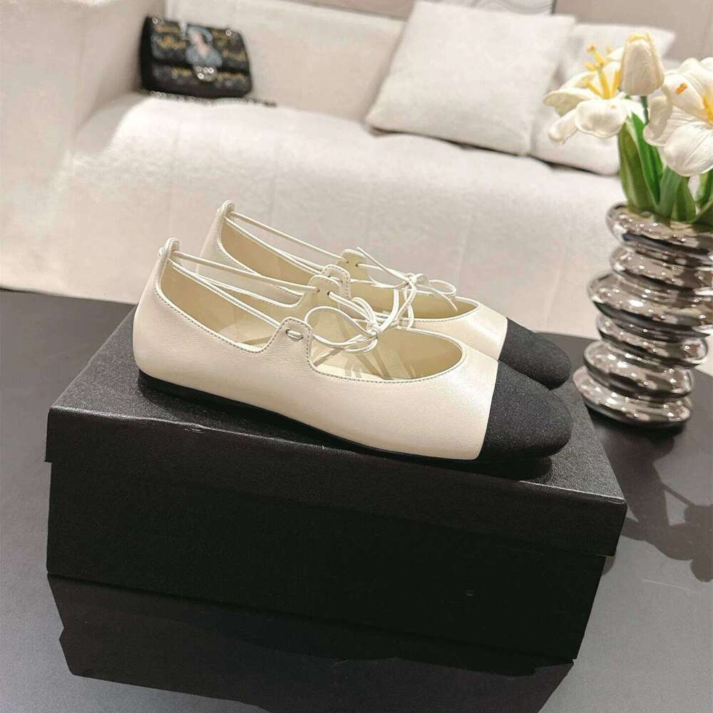 Women Size35-42 Genuine Leather Ballet Flats Butterfly Knot Round Toe Lace Up Leisure Designer Shoes Zapatillas De Mujer 8df