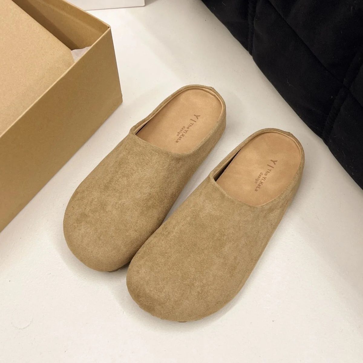 Free shipping designer Boken slippers, thick-soled women's outerwear, spring one-step retro bun, lazy people's height-increasing outerwear