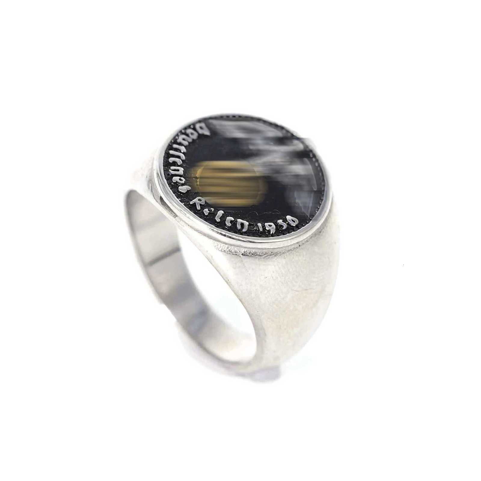 2nd World War German Stainless Steel Ring German Honor Eagle 14k Gold Punk Antique Freedom Round Rings Retro Hip Hop Ring Jewelry y250730