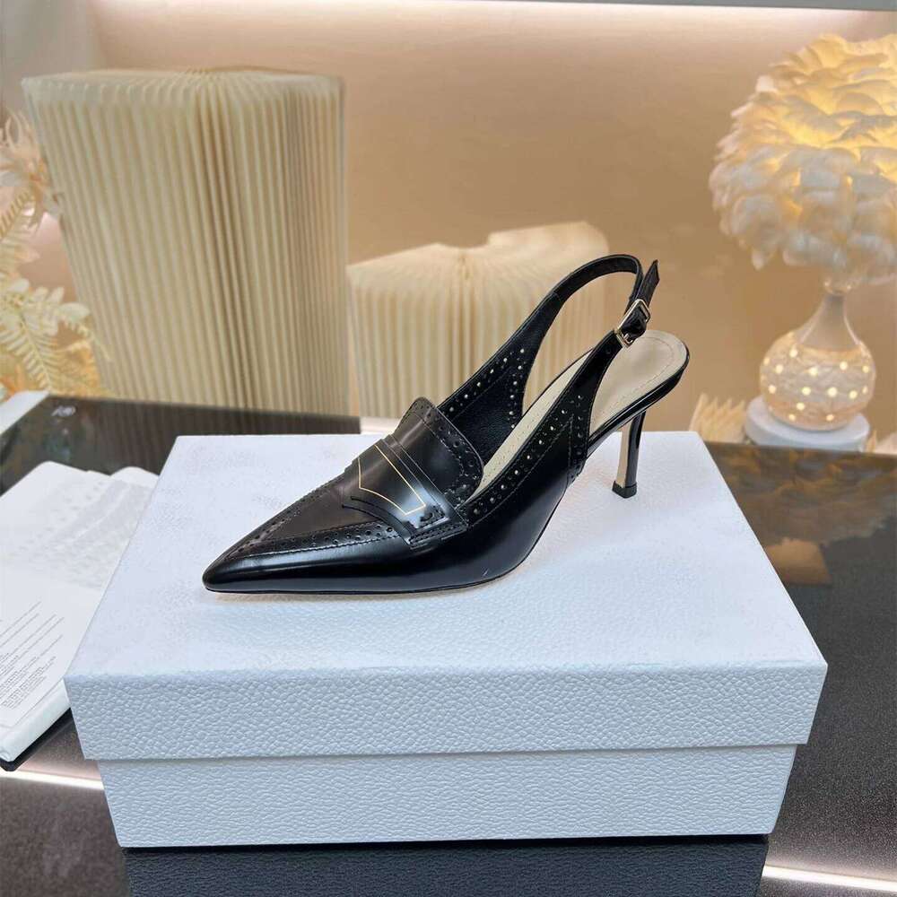 Women Size35-42 Genuine Leather Pumps Slingbacks Super High Heels Sandals Pointed Toe Designer Shoes Zapatillas De Mujer ad3