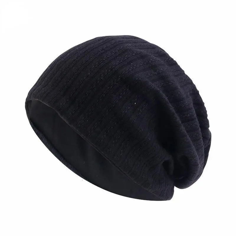 Spring Autumn and Early Winter Cotton Solid Color Wheat Spike Pattern Double Layer Skullies Beanies 250730