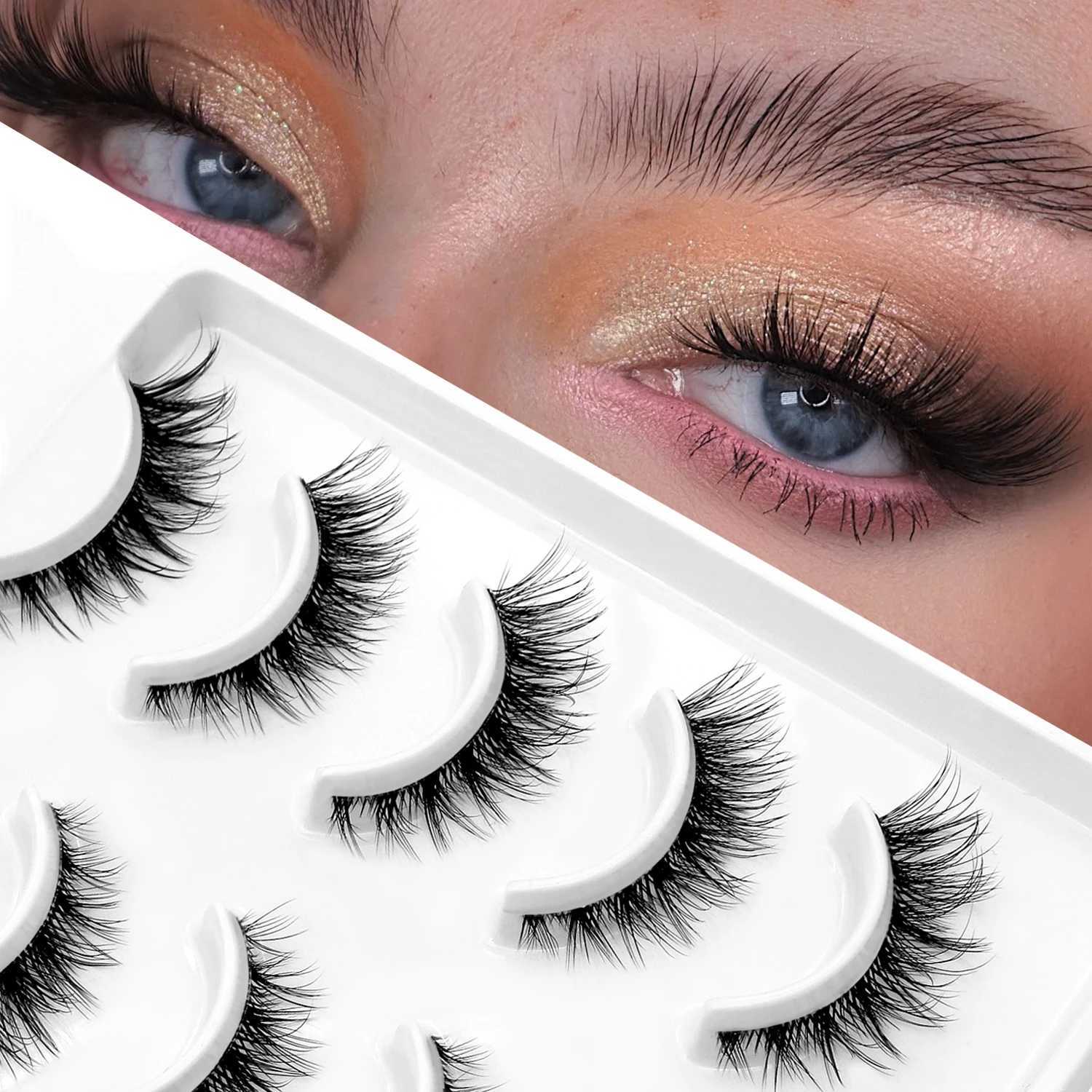 Groinneya Cat Eye Lashes Soft Natural Faux Mink Eyelashes Fake Lashes Natural Look Wispy Winged End Eye Elongated Makeup Z250730