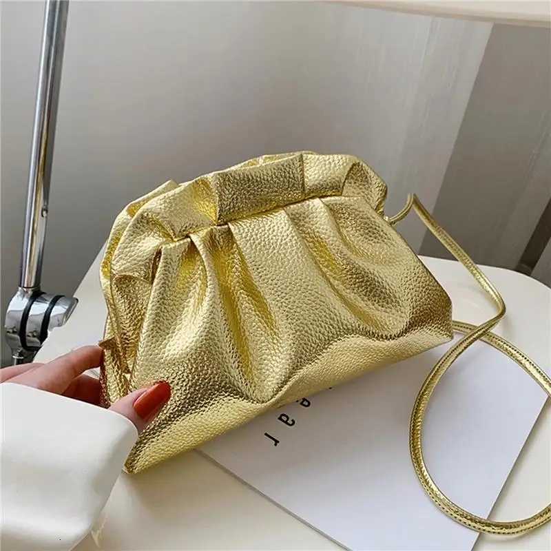 Practical Gold Cloud Bag For Women Leather Hobos Crossbody Small Phone Design Clutch Clip Female Bolsa Y250730