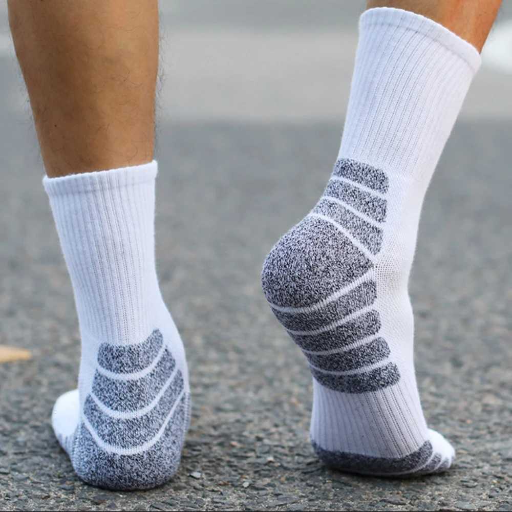 1Pair Cotton Mens Socks High Quality Thick Towel Bottom Black White Gray Womens Crew Socks Anti-Odor Breathable Sports Socks Z250731