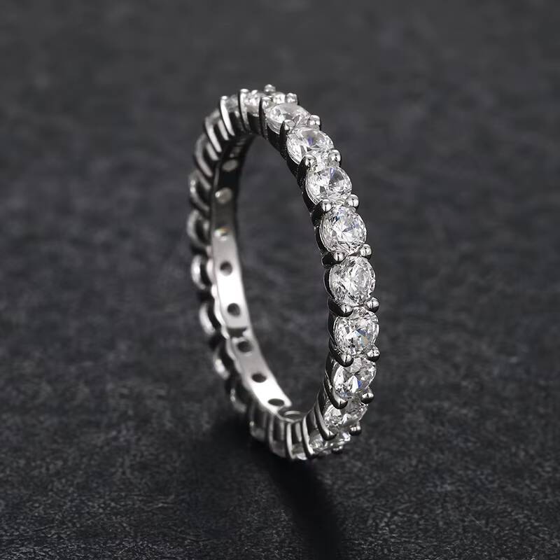 Trendy Women Jewelry Engagement Ring White Gold 925 Silver D Color VVS Moissanite Diamond 3mm Wedding Band Ring