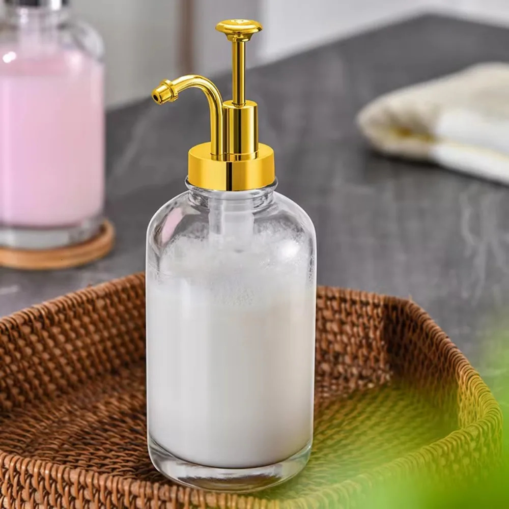 500ml Glass Soap Dispensers Portable Upgraded Pump Hand Soap Dispenser Clear Liquid Container Bottle Coffee Syrup Dispenser 250726
