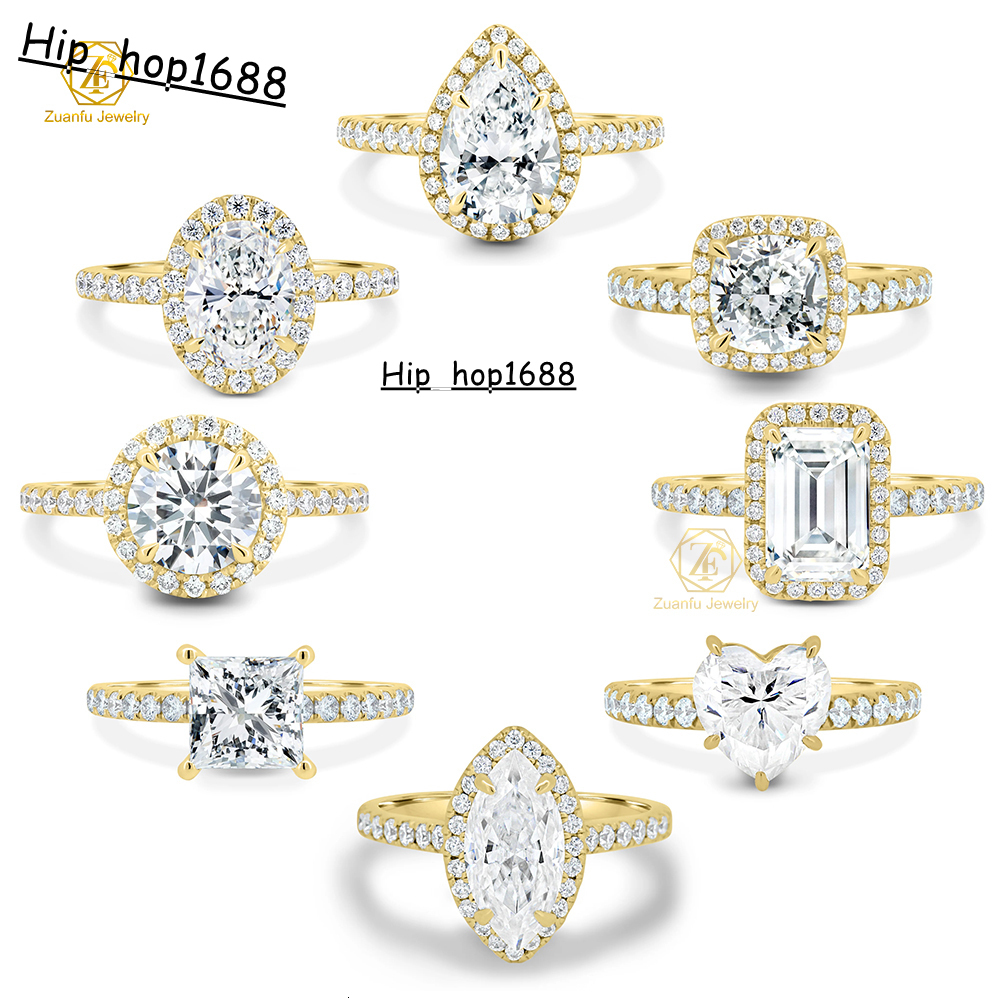 2025 Valentine Gift 925 Sterling Silver Yellow Gold Plated Round Oval Heart Emerald Pear Cut 1CT Moissanite Engagement Ring