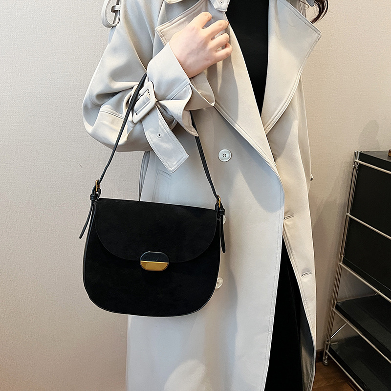 Single Shoulder for Women, Underarm Large Capacity Women's Bag, 2024 New Model, Niche Versatile Suede Leather Crossbody Saddle Bag ddmymoon