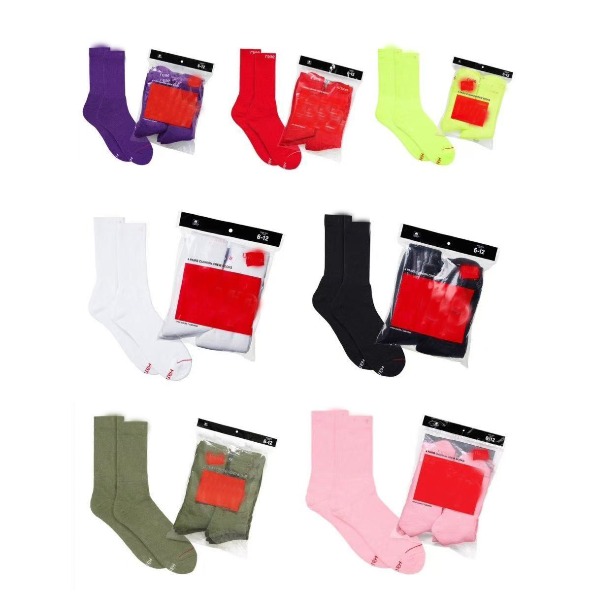 4 pairs/pack 8 colors Mens socks Designer Womens socks Cotton solid color socks Ankle Breathable football basketball sports socks Alphabet socks