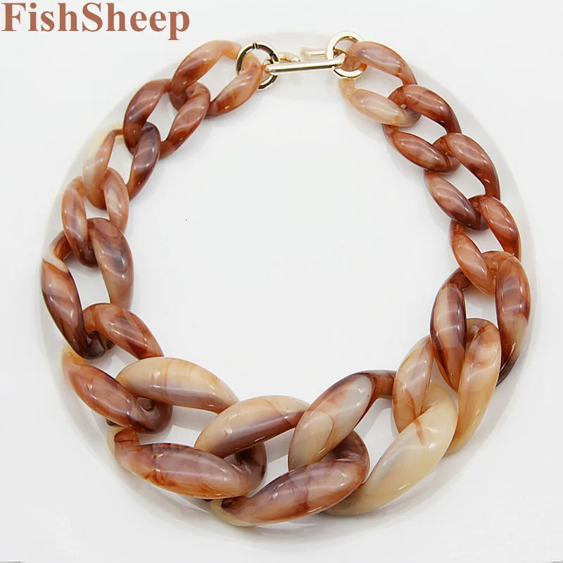 FishSheep Statement Acrylic Chunky Chain Long Necklace Vintage Resin Big Choker Pendant Necklaces For Women Fashion Jewelry 250729