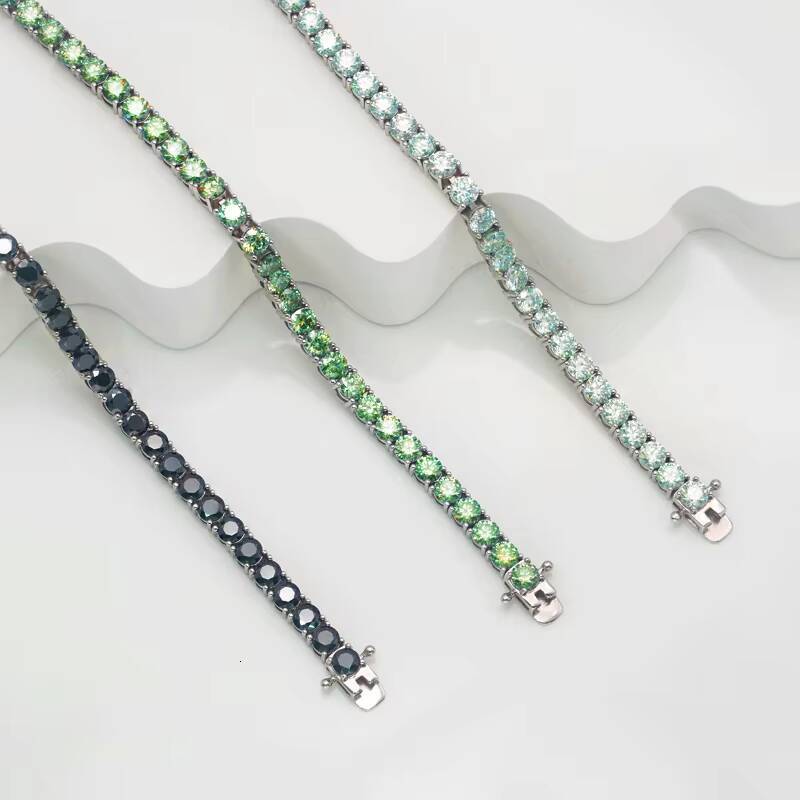 Moissanite Jewelry 4mm Moissanite Tennis Necklace Tennis Bracelet 925 Silver Tennis Diamond Necklace