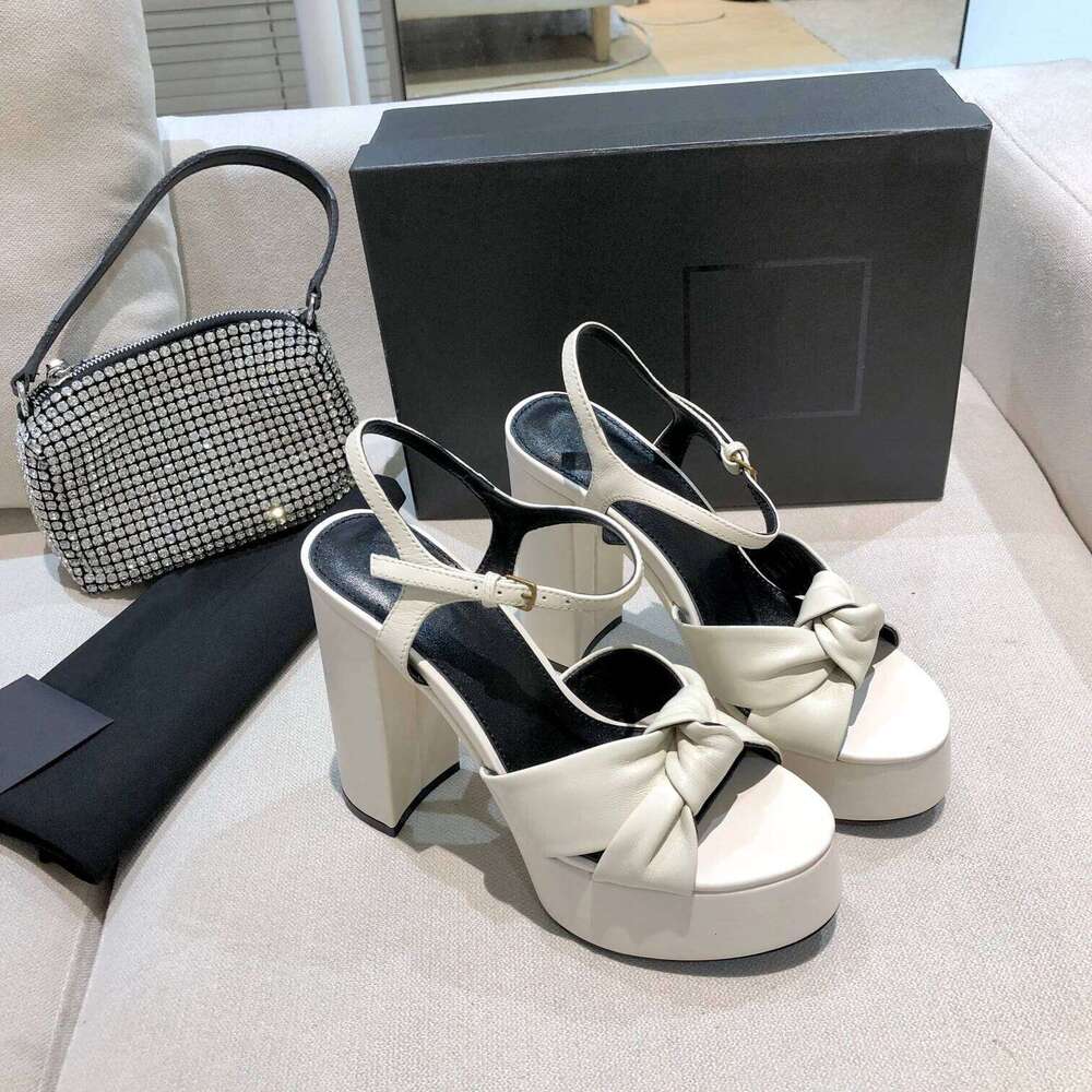 Women Size35-41 Genuine Leather Sandals Butterfly Knot Super High Heels Flat Platform Designer Shoes Zapatillas De Mujer 10f