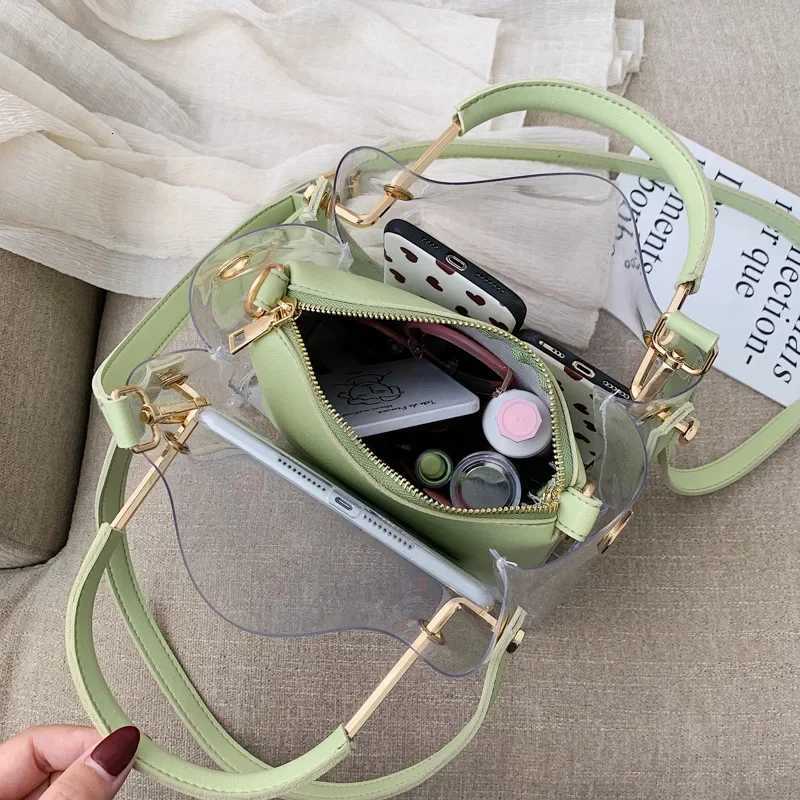 Fashion Transparent Women Shoulder Bag Jelly Candy Summer Beach Handbag for female Messenger Bags Bolsa Totes bucket bag Y250730