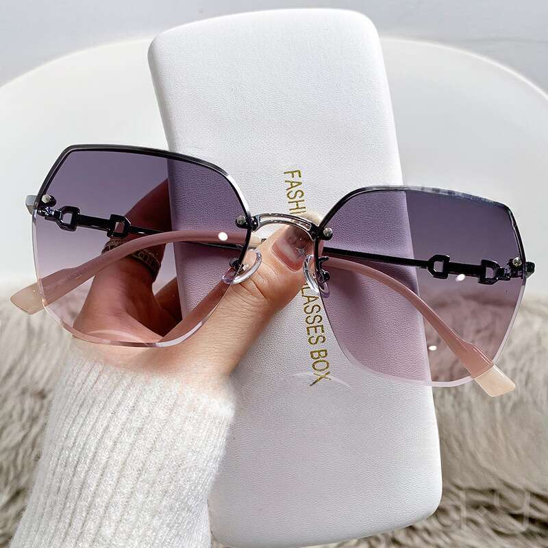 DHcollections Frameless Sunglasses - UV380 Protection, Metal Edge, Fashionable for Women (5 Trendy Colors)