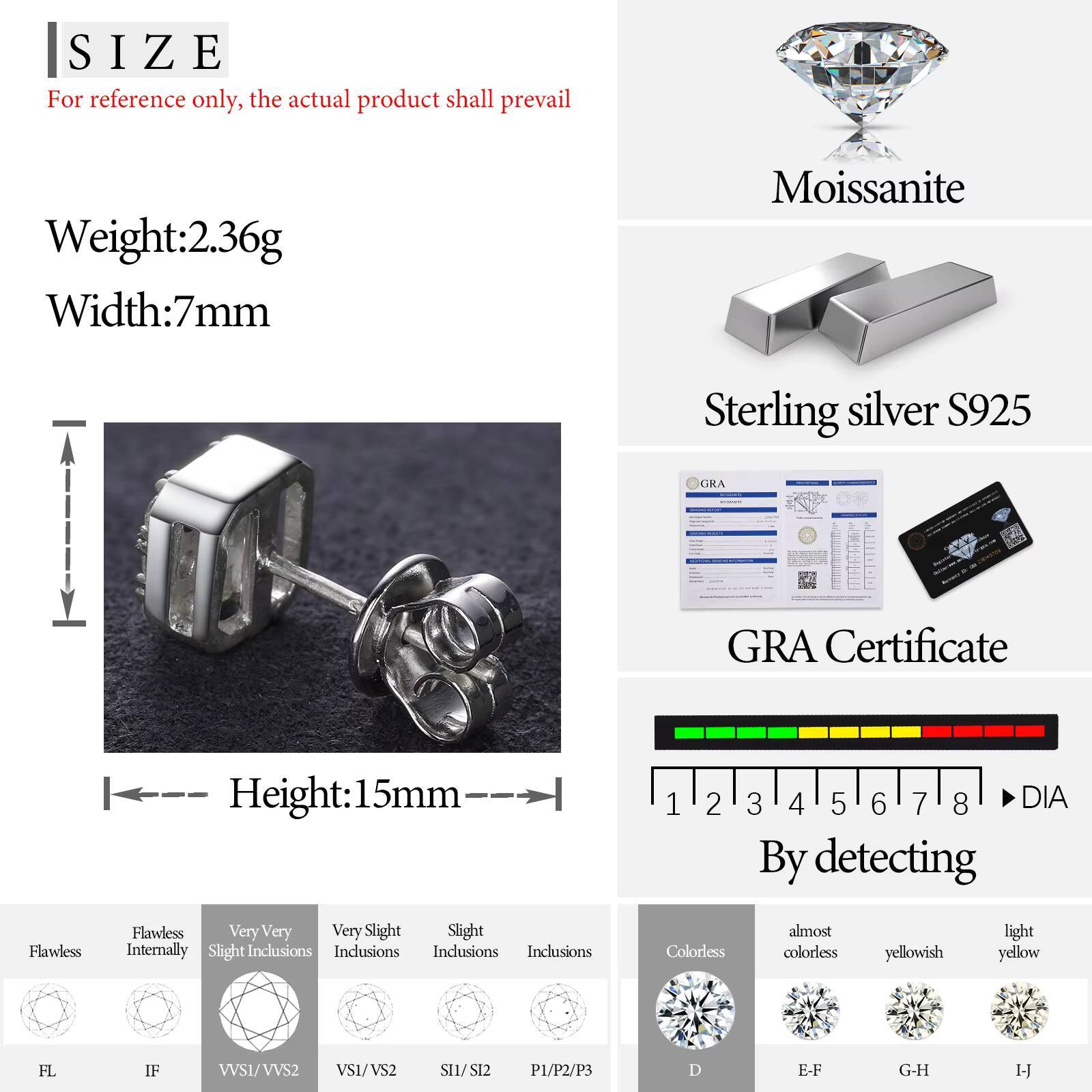 Cheap Price Wholesale Jewelry 925 Sterling Silver VVS Baguette Moissanite Diamond Geometric Stud Earrings for Men Women