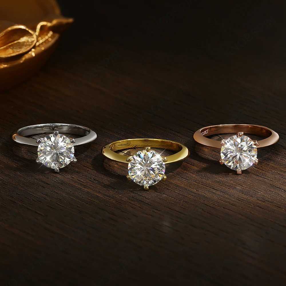 6 Prong Classic Trendy Solitaire Engagement Wedding Band GRA Certified 925 Silver Ring with Moissanite for Women y250730