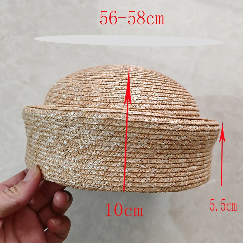 Summer Knitted Beret Womens Sun Hat Circle Concave Top Straw Hat Church Derby Party Beach Hat 250729